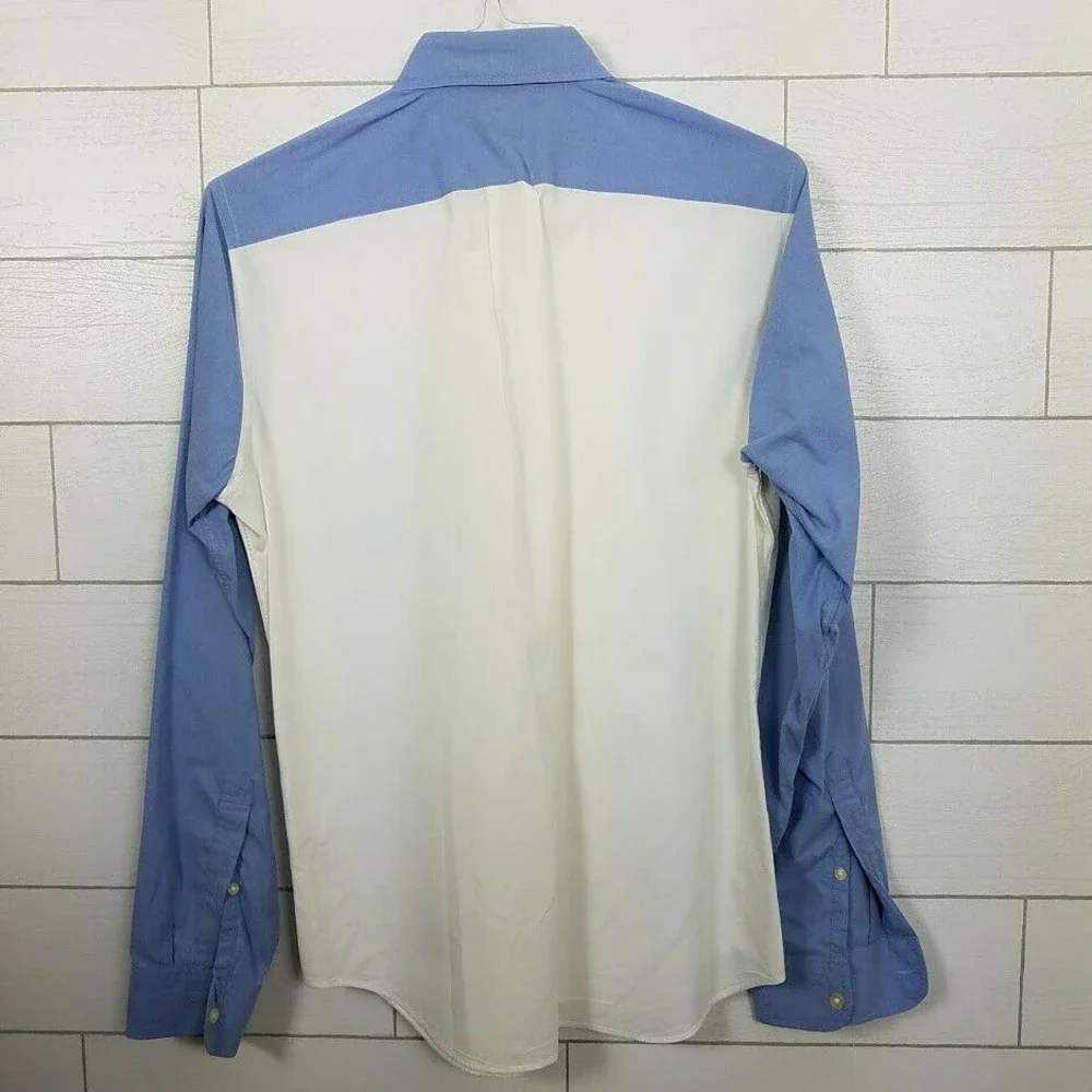 J. Crew White and Light Blue Two-Tone Button-Down Shirt